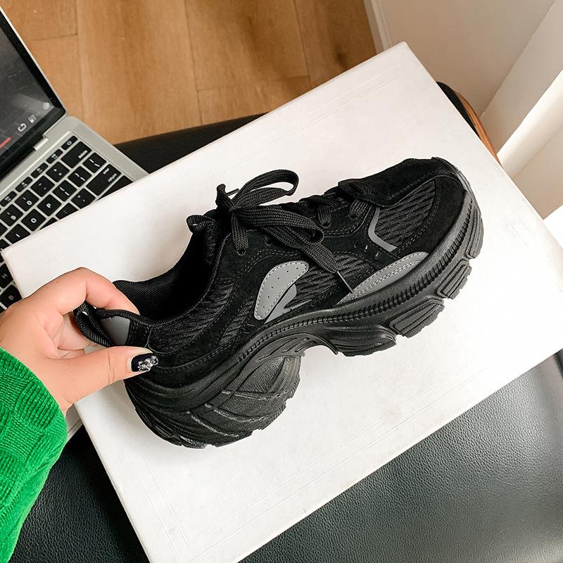 , sports style, color matching, lace-up, heightened platform leather dad shoes, women's Forrest Gump shoes, new winter models.