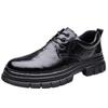 Platform business casual leather shoes men's high-end spring new hand-scratched men's shoes head leather shoes