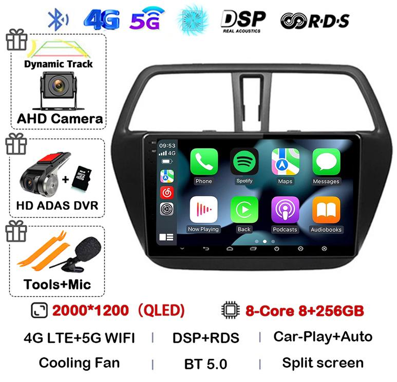 Android 14 Carplay WIFI 4G For Suzuki S-Cross SX4 2014 2015 2016 2017 Auto Car Radio GPS Multimedia Player Stereo Head Unit DSP