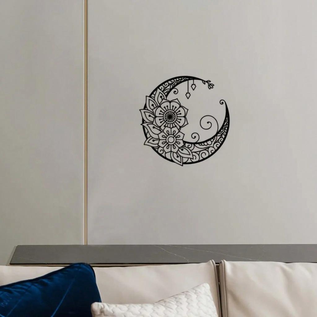 Black Metal Moon Phase Wall Art, Metal Wall Hanging Decor for Living Room, Modern Home Adornment