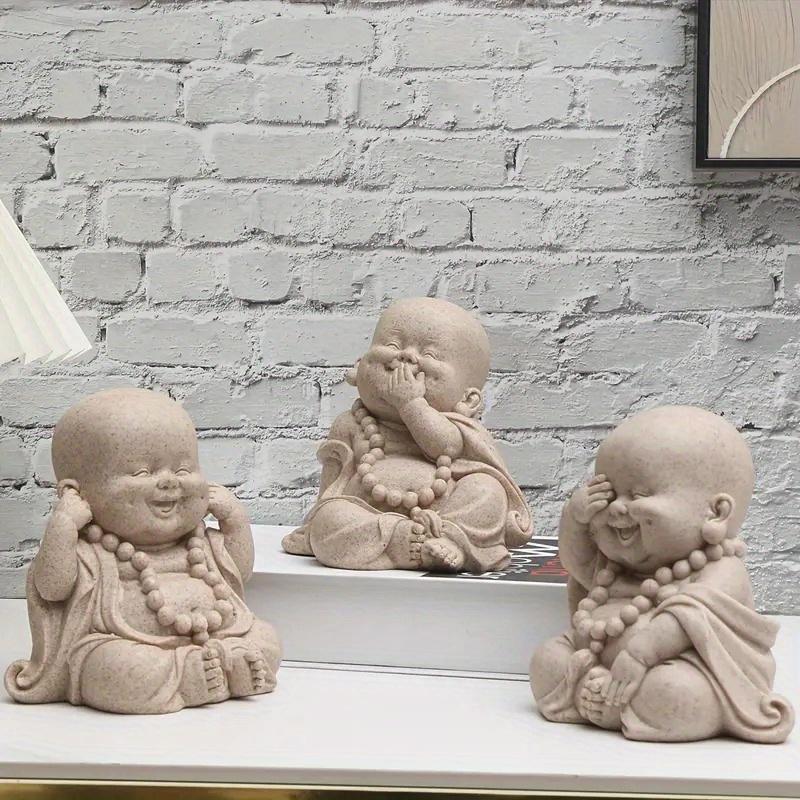 Monks Decor Figurines No See No Hear No Speak Resin Home Garden Ornament Zen Style Indoor Outdoor Desktop Decor Statue Gift