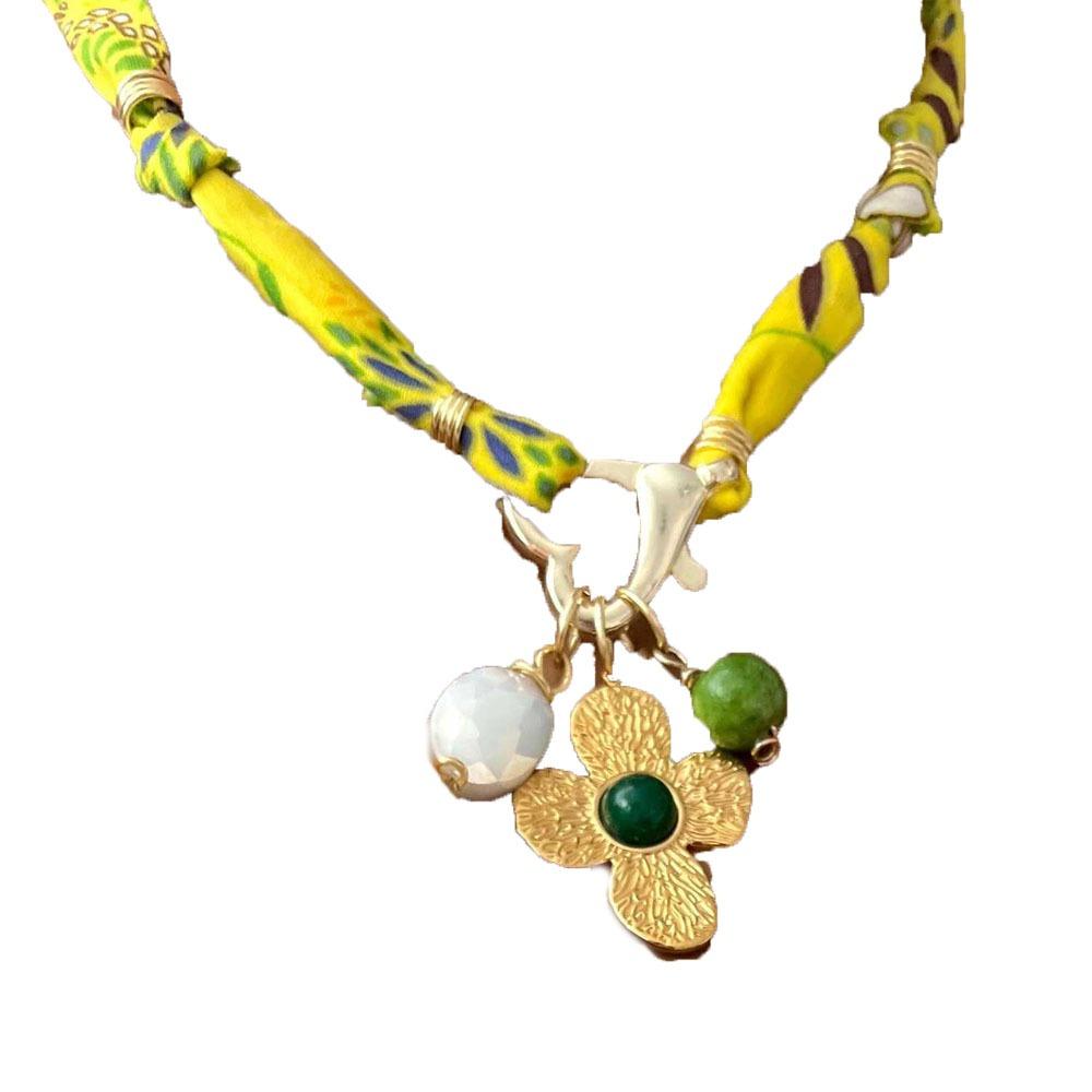 Stainless Steel Cloth Wrap Scarf Necklace Bohemian Beaded Necklace New Charm Pendant