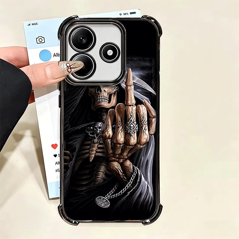 Coque de téléphone plaquée style amusant avec squelette de la Faucheuse pour Xiaomi Poco X5 X6 X7 X8 Pro Max F8 Ultra F7 M8 M7 M5S Redmi 15C 15 14C 1