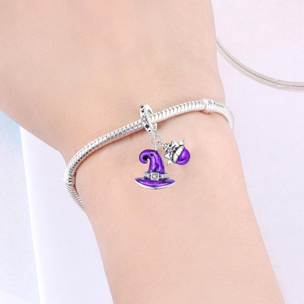 copper Halloween Collection, Magic Hat,potion,cat,Chain Charm Bead Charms Bead Charms Pendant for Authentic Bracelets Woman Girl Jewellery