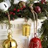 Rustic Christmas Cow Bell Vintage Metal Bell with Jute Rope Handmade Wind Chimes Wall Hanging Decor for Christmas New Year Party Decoration