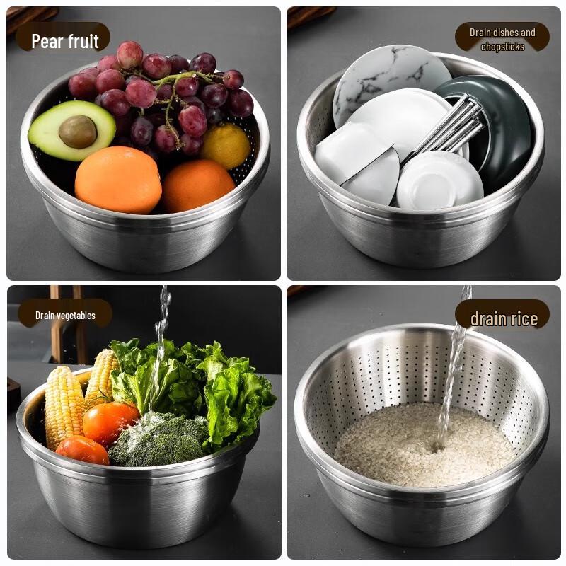 Homeglen Thick 304 Stainless Steel Colander & Basin Set