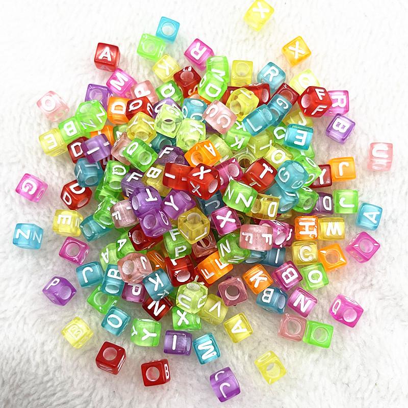 100pcs 7x4mm 6x6mm Mixed Alphabet Letter Beads Charms Beads for Making Jewelry Diy Handmade Bracelets Accessories