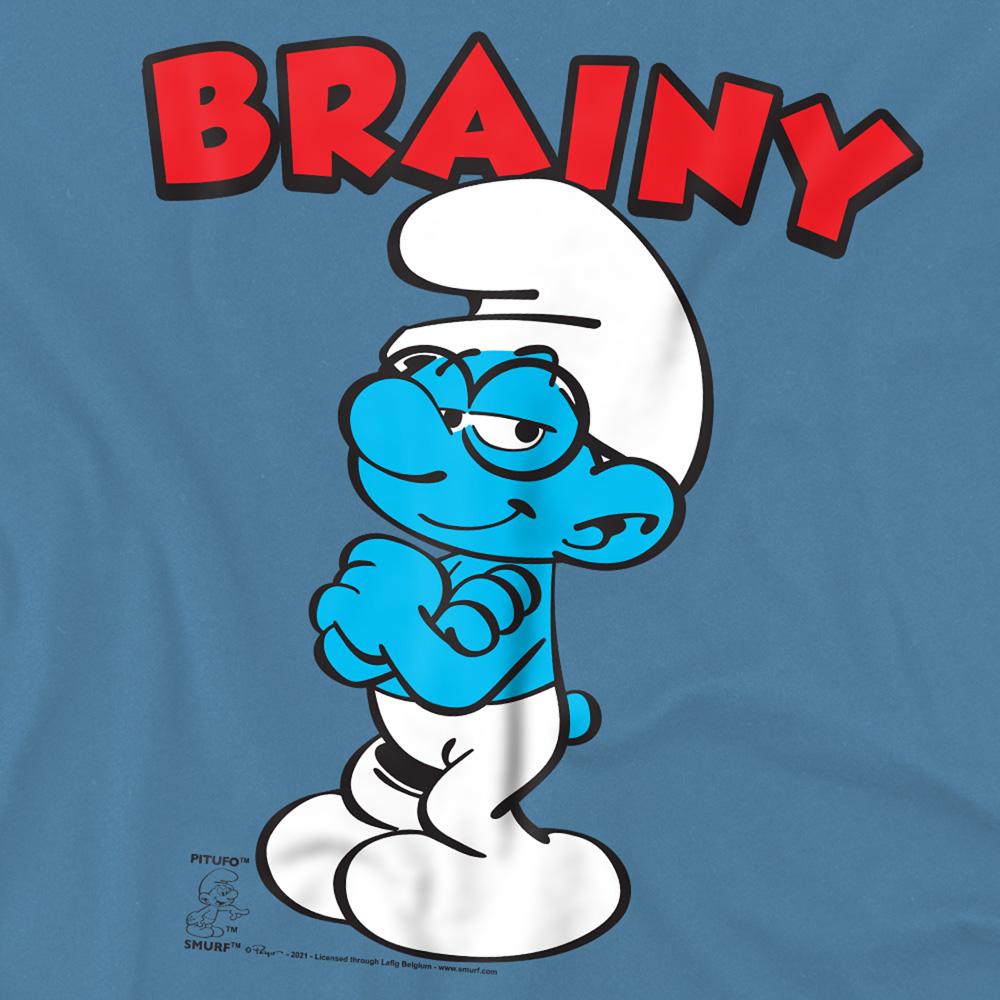 The Smurfs Unisex Adult Brainy Smurf Ringspun Cotton T-Shirt