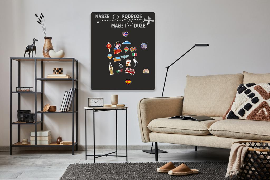 Quadro magnético para ímanes de viagens Autocolante de parede 58x70