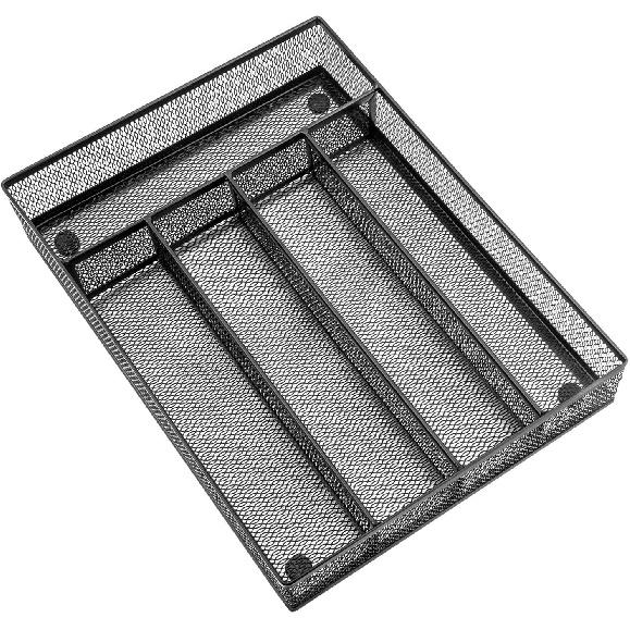 HaWare Utensil Drawer Organizer, Mesh Wire Silverware Organizer Divider for Kitchen, Stainless Steel Cutlery Flatware Storage Tray with Non-Slip Foam