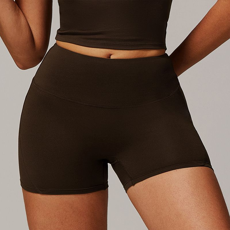 

Yoga Shorts Women s High Waist Hip Lifting and Belly Contracting Brushed Tight Three-Point Fitness Shorts Sports Pants Outwear Running Hip Raise Black coffee XL