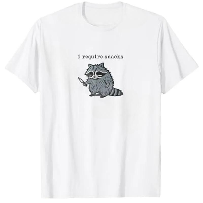 I Need Some Snacks Wear The Raccoonpatterned Tshirt Cute Animal Print 21stcentury Style Tshirt