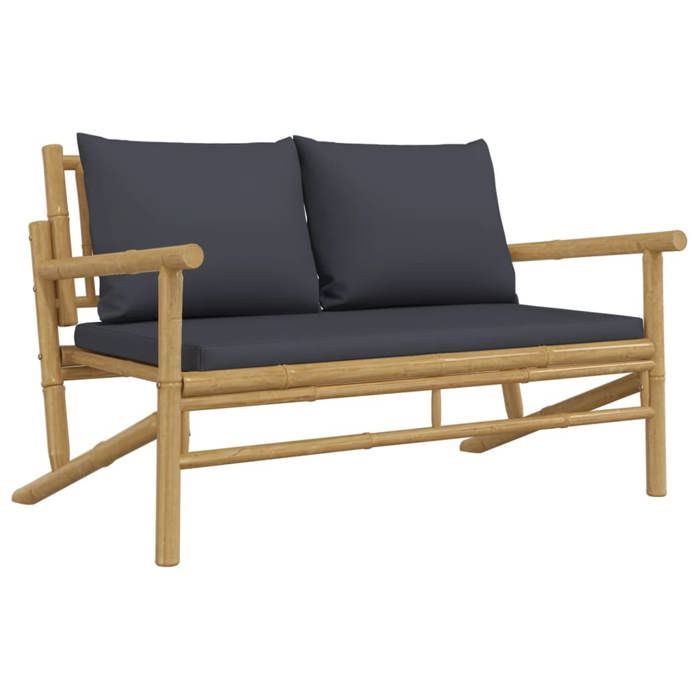 VidaXL Banc de jardin avec coussins gris foncé bambou 363464