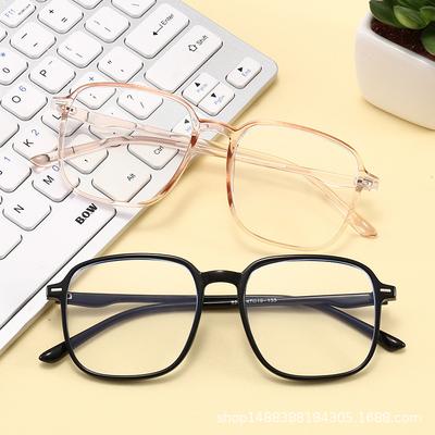 Glasses Frame Myopia Glasses Anti-Blue Flat Glasses Pure Black Glasses Frame Plain Face