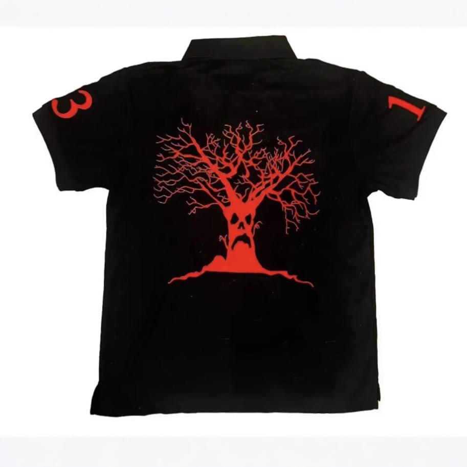 Streetwear Polohemd Y2K T-Shirt Herren Damen Harajuku Hip Hop Buchstaben Grafik Stickerei Oversized Hemd Kurzarm Tops