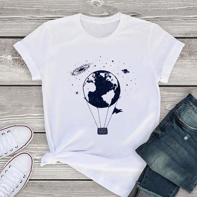 

Fashion Women T-Shirt Harajuku Women s T-Shirt Moon Landscape Painting Graphic T-Shirt Female Summer Tshirt Ladies White Tee Top S білий