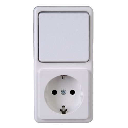 Prise Murale Interrupteur - KOPP - 108802007 - Blanc - 2P+T - Prêt à poser