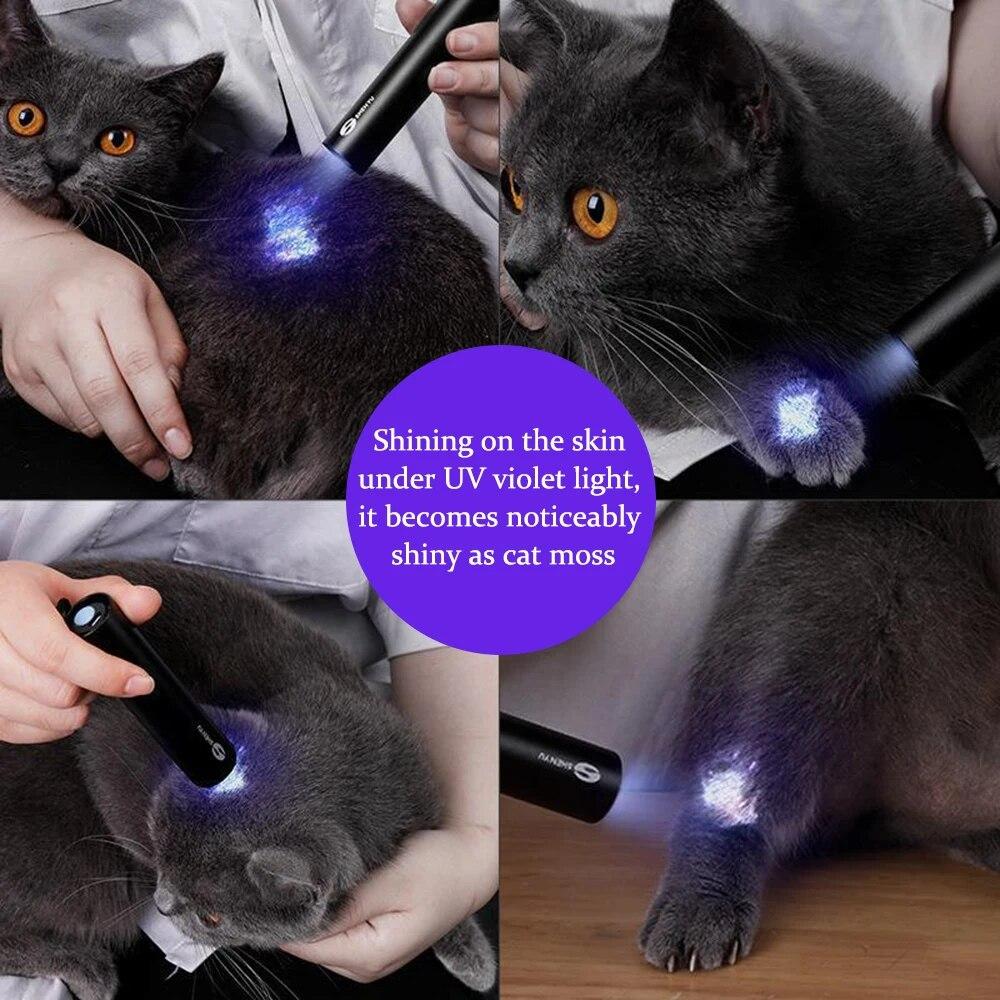 1PC Cat Ringworm Detection Lamp Black Mirror Ultraviolet Fluorescent Agent Purple Light Fungus Detection Flashlight