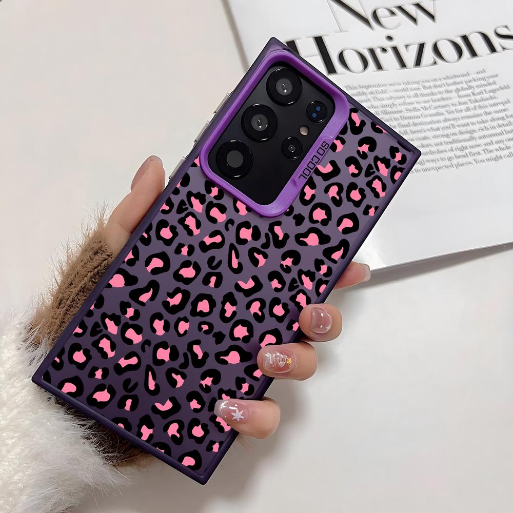 INS Leopard Print Phone Case For Samsung Galaxy S25 Edge S24 S23 S22 S21 S20 Ultra Funda Silicone Silver Cover