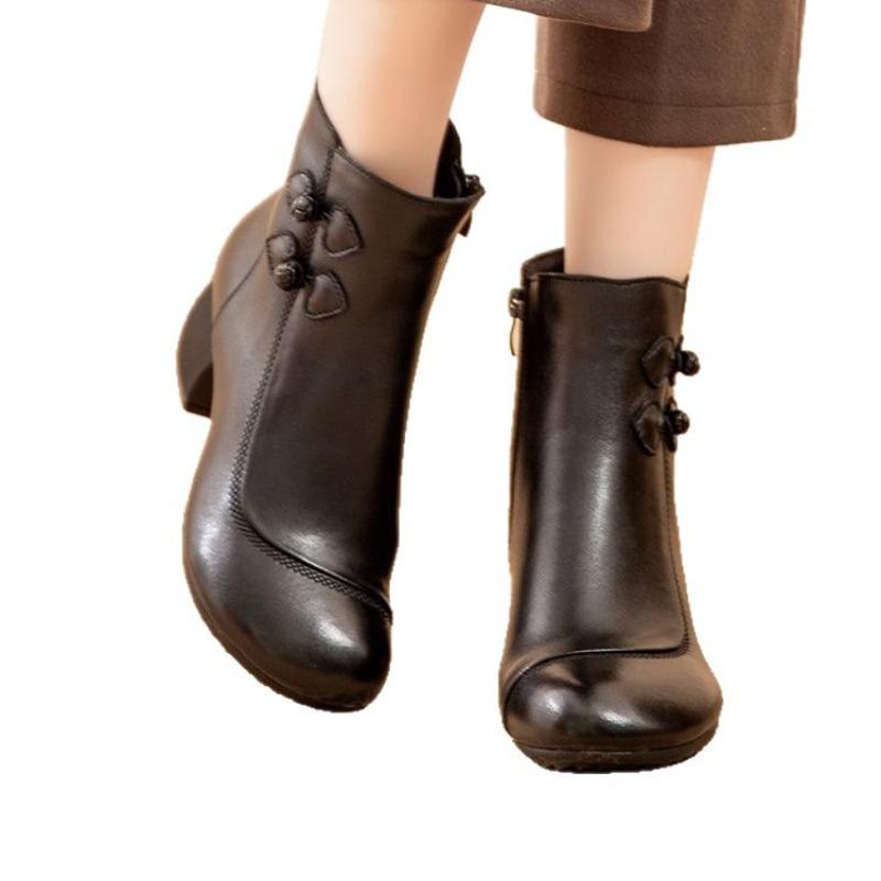 Versatile Fleece Women's Shoes for Autumn and Winter, Warm and Retro Ankle Boots for Women