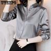 Spring and Autumn Women's Shirt Satin Long-sleeved Women's Shirt Design Sense of The Minority Light Cooked Retro Chiffon Long-sleeved Shirt