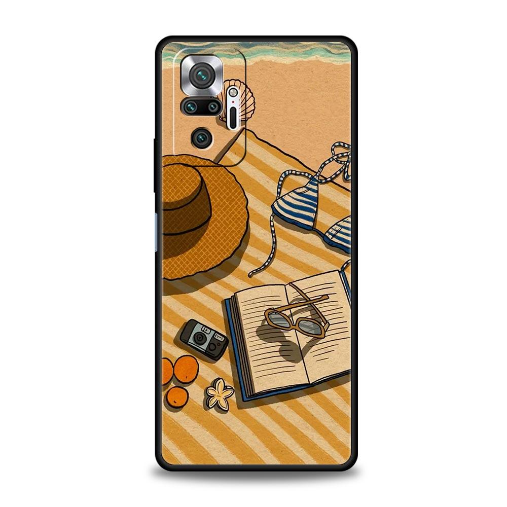 Summer Beach Phone Case Cover for Redmi 14C 10C Note 15 14 13 12 10 11 K40 Pro Plus 5G Soft TPU Shockproof Shell Fundas Capa Bag