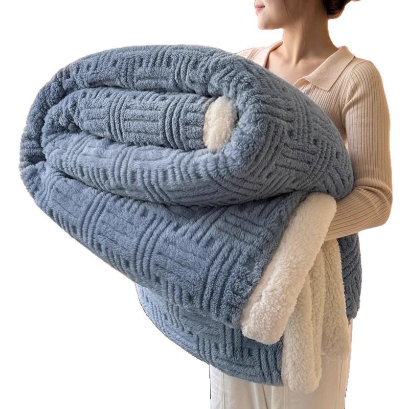 Winter Lamb Fleece Blanket Thick Coral Nap Shawl Sofa Throw Milk Small Quilt