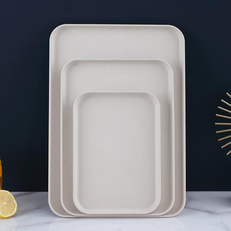 Minnay Wheat Straw Rectangular Tea Tray & Storage Set