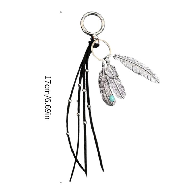 Metallic Alloy Keychain With Feather Tassels Design Versatile Bag Backpack Decoration Sturdy Fashion Jewelry Accessory