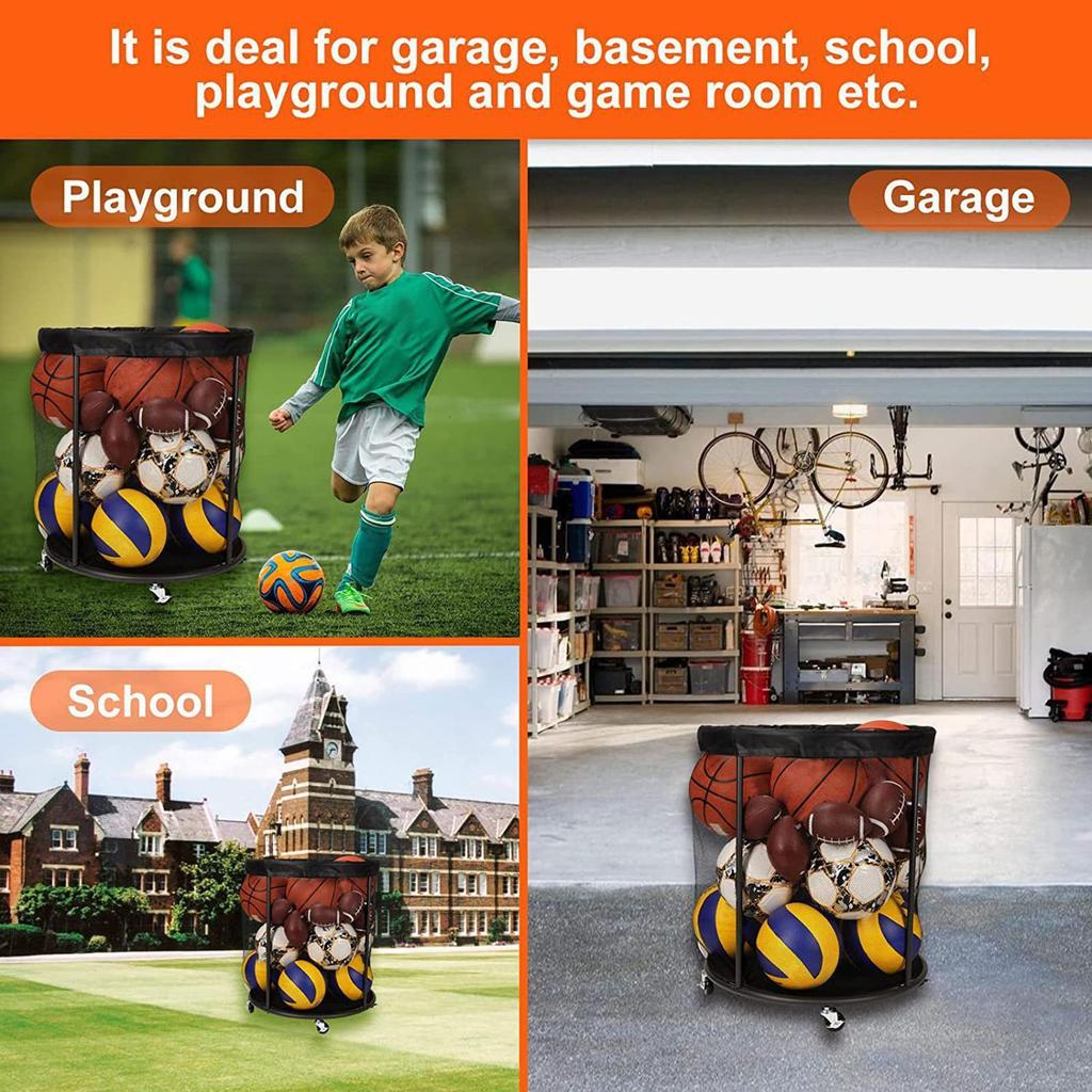 Portable Garage Ball Storage Basketball Storage Container Box Organizer Basket Net For Outdoor Garden Garage Sports Pool Deck