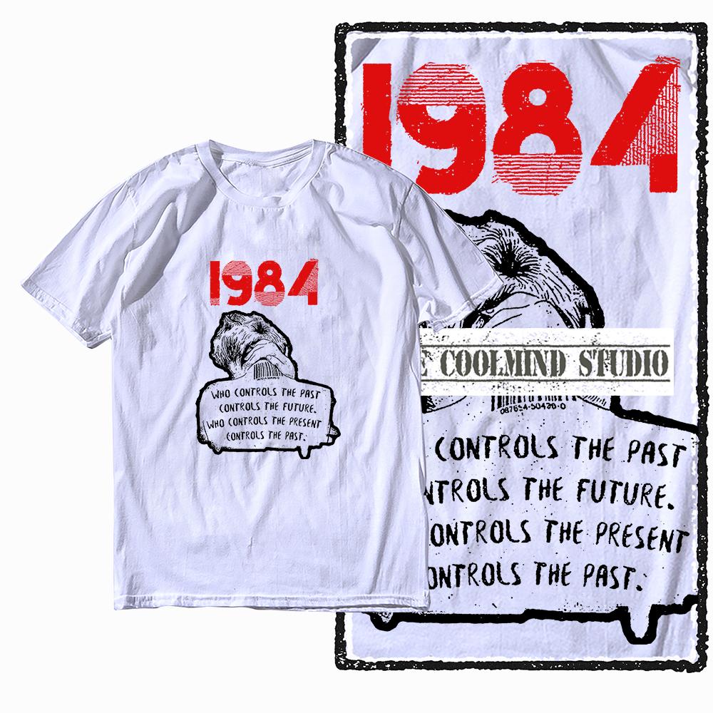 Coolmind X0019 Bavlna velká velikost potisk 1984 Exkluzivní grafické pánské tričko volné s kulatým výstřihem pánské tričko ležérní tričko pro muže trička