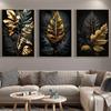 Schwarz-Gold Blattpflanze Leinwandbild Nordische Wandkunst Modernes Luxus Wandbild Poster Drucke Heimdekor Bilder