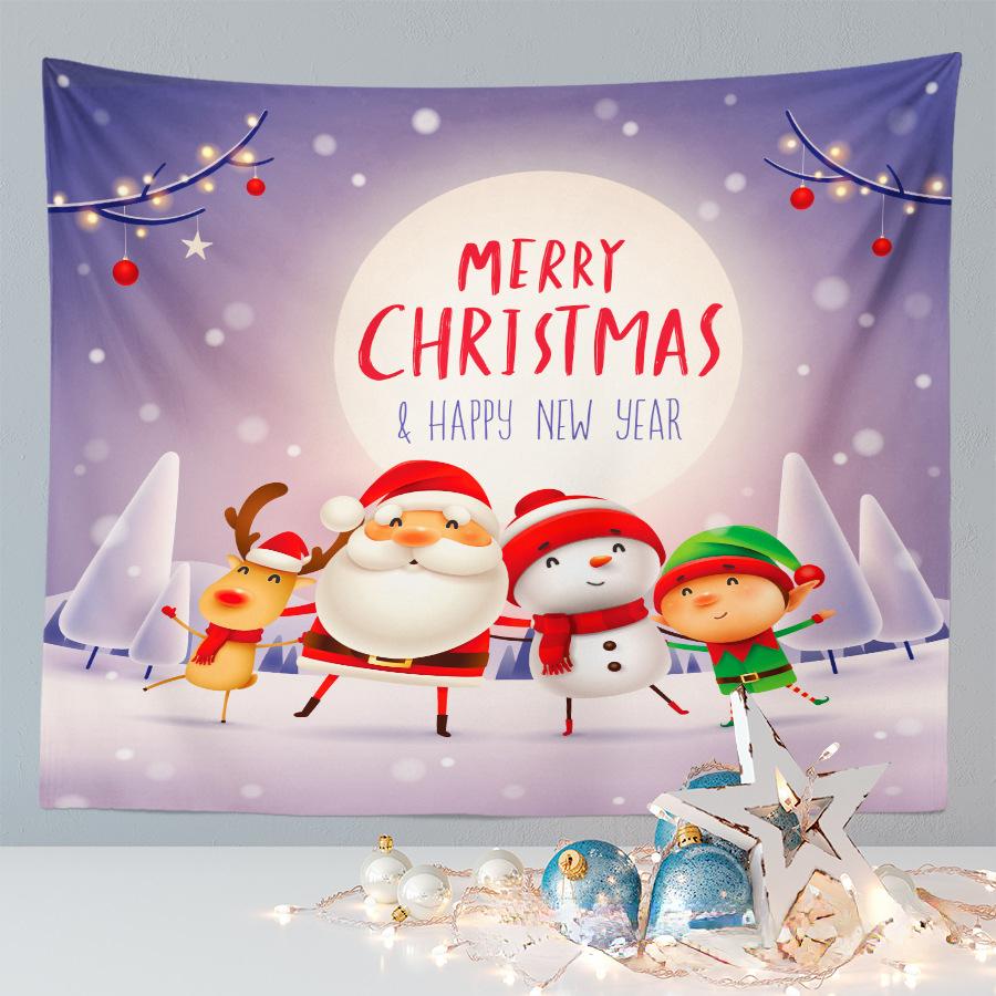 Merry Christmas Cute Santa Claus Tapestry Large Fabric Wall Tapestry Home Living Room Bedroom Background Decor Beach Blanket