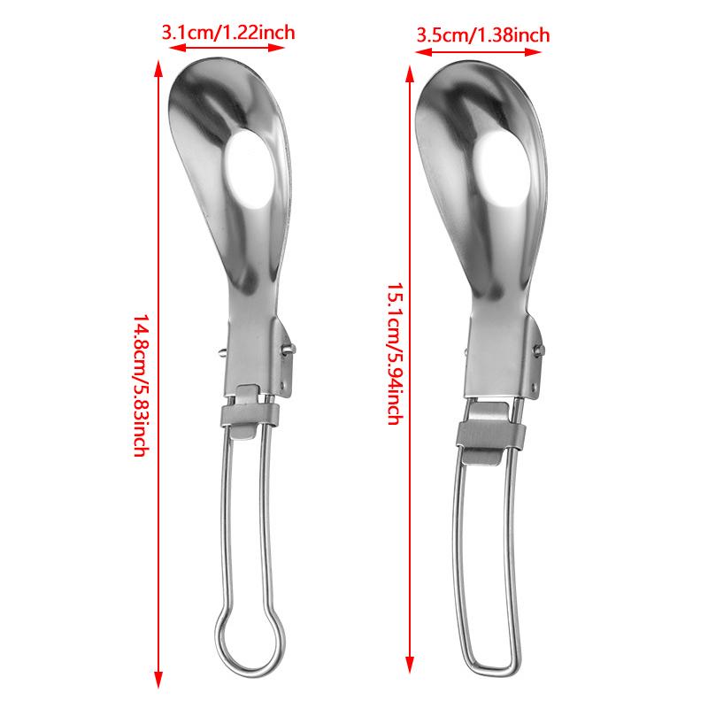 Half Polished Stainless Steel Folding Spork Lightweight Outdoor Dinner Spork Flatware For Travel Camping Backpacking
