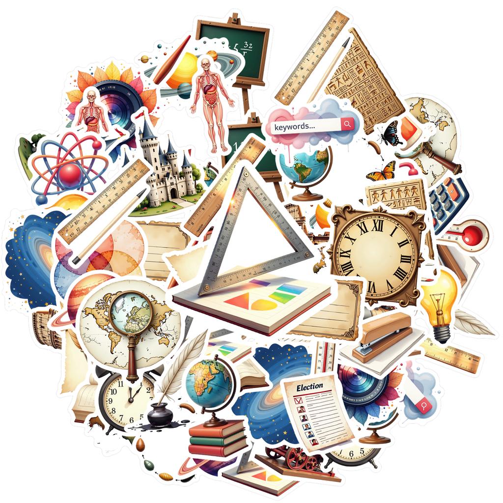 35pcs-100pcs Vintage Geography Stickers Educational History Teacher Reward Stickers DIY Stickers For DIY Phone Guitar Laptop