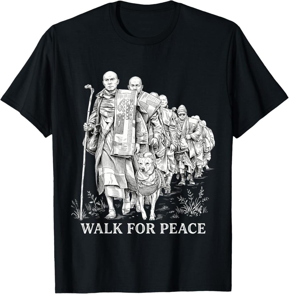 Walk for Peace Monks with Aloka Dog T-T-Shirt
