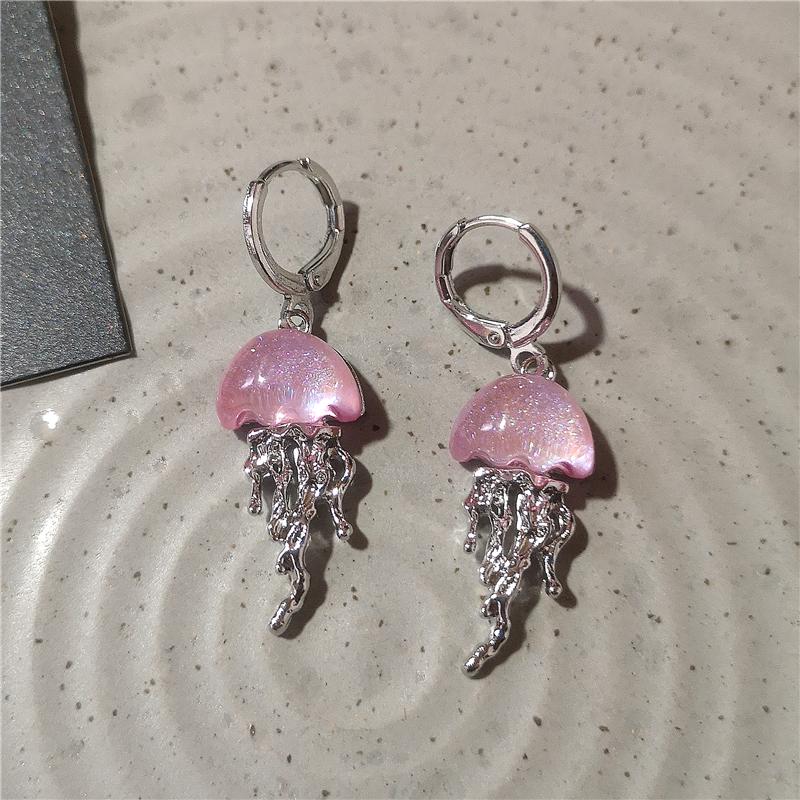 

Cute Harajuku Pink Jellyfish Cloud Exquisite Blue Crystal Star Moon Pendant Earrings For Girl Aesthetic Vintage Jewelry