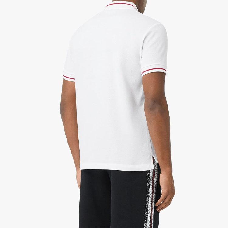 Burberry Men Logo Embroidered Short Sleeve Polo Shirt White Men's 80259731