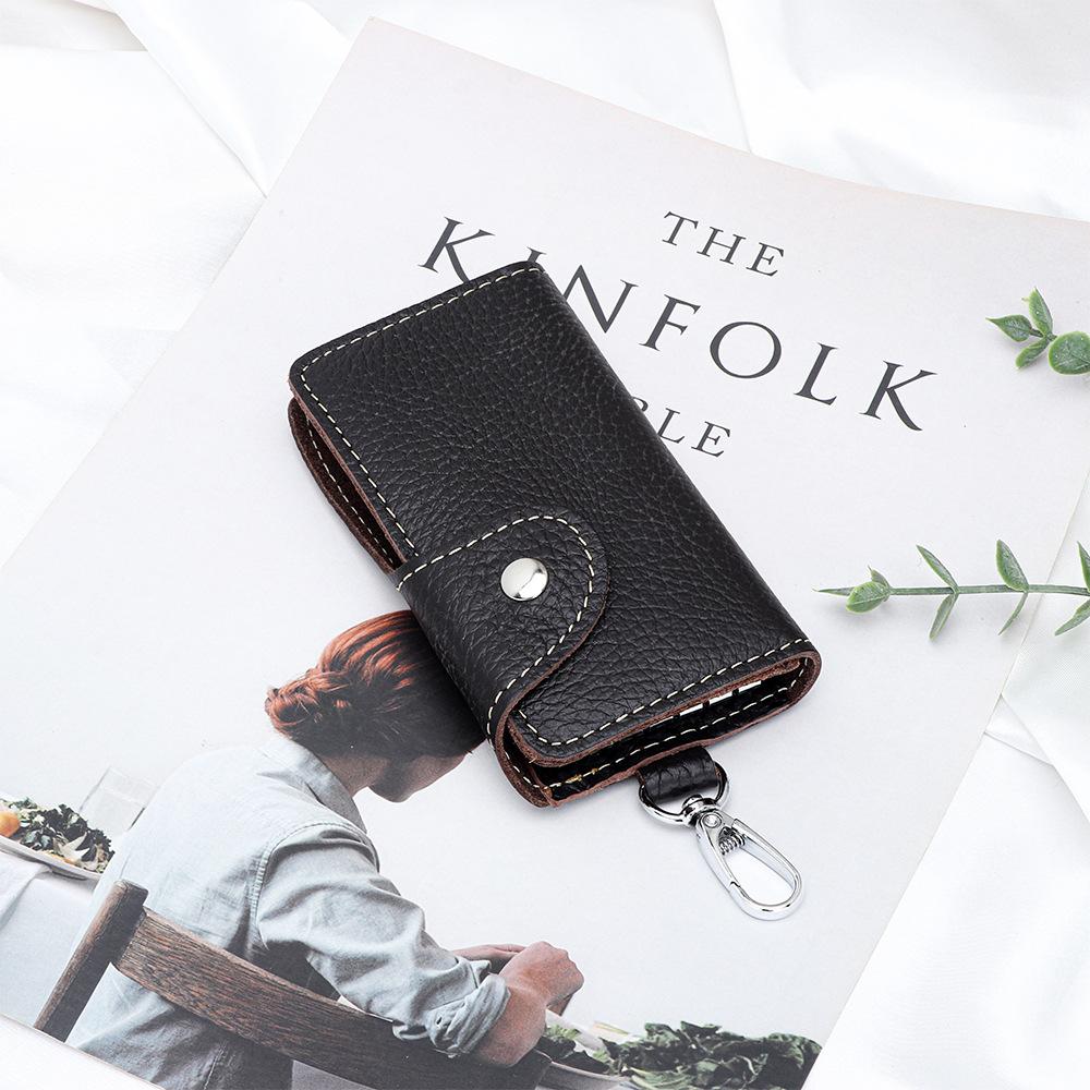 

Leather waist hanging key bag 2025 cross-border foreign trade multi-functional simple men s and women s key storage small bag key bag