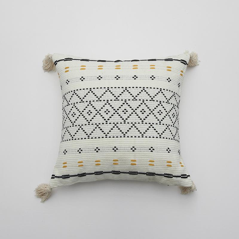 

Square Rhombus Sofa Simple Style Woven Jacquard Cotton Canvas Tassels Strange Wind Pillow Cover Back Pillow Cushion Cover 45 * 45 (excluding core)