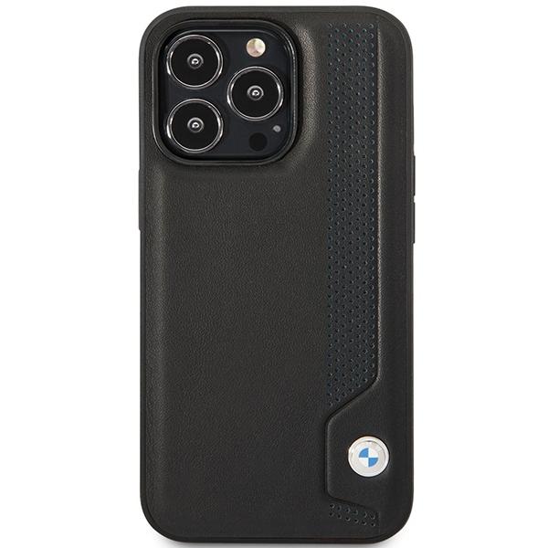 Pouzdro pro iPhone 14 Pro Max BMW Hardcase Kožené Černé