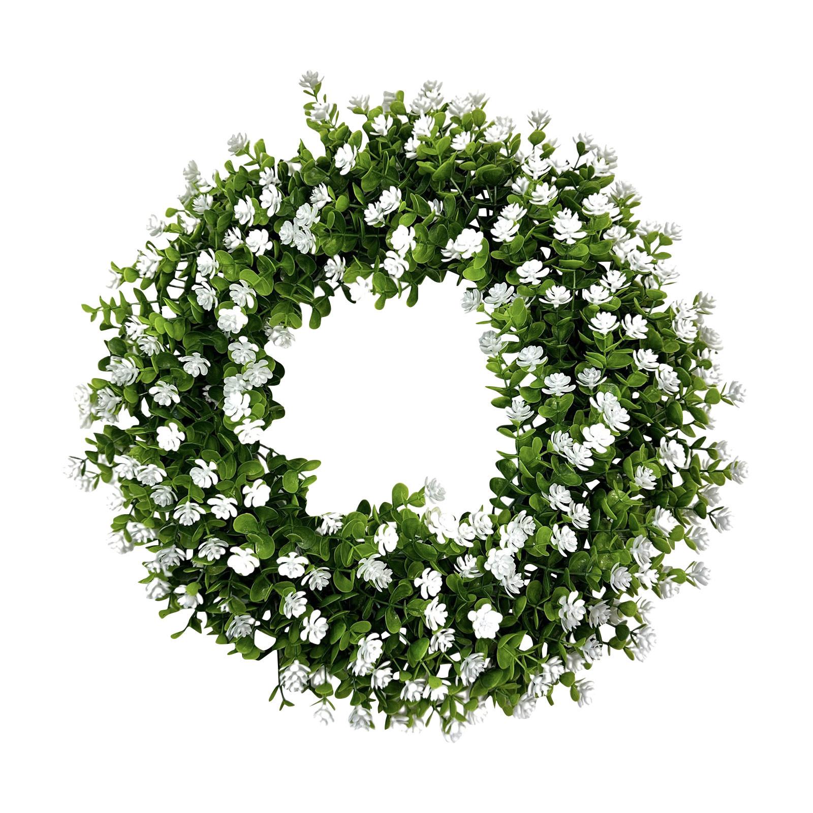 

50cm Artificial Wildflower Wreath Handmade Colorful Spring Summer Floral Garland Background Wall Window Front Door Wedding Decor белый