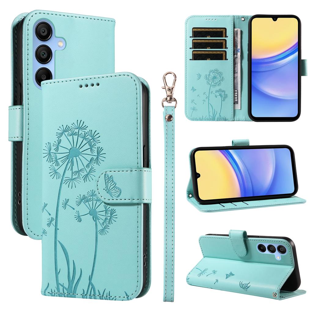 For Samsung Galaxy A15 5G Leather Case Wallet Phone Cover Dandelion Imprint