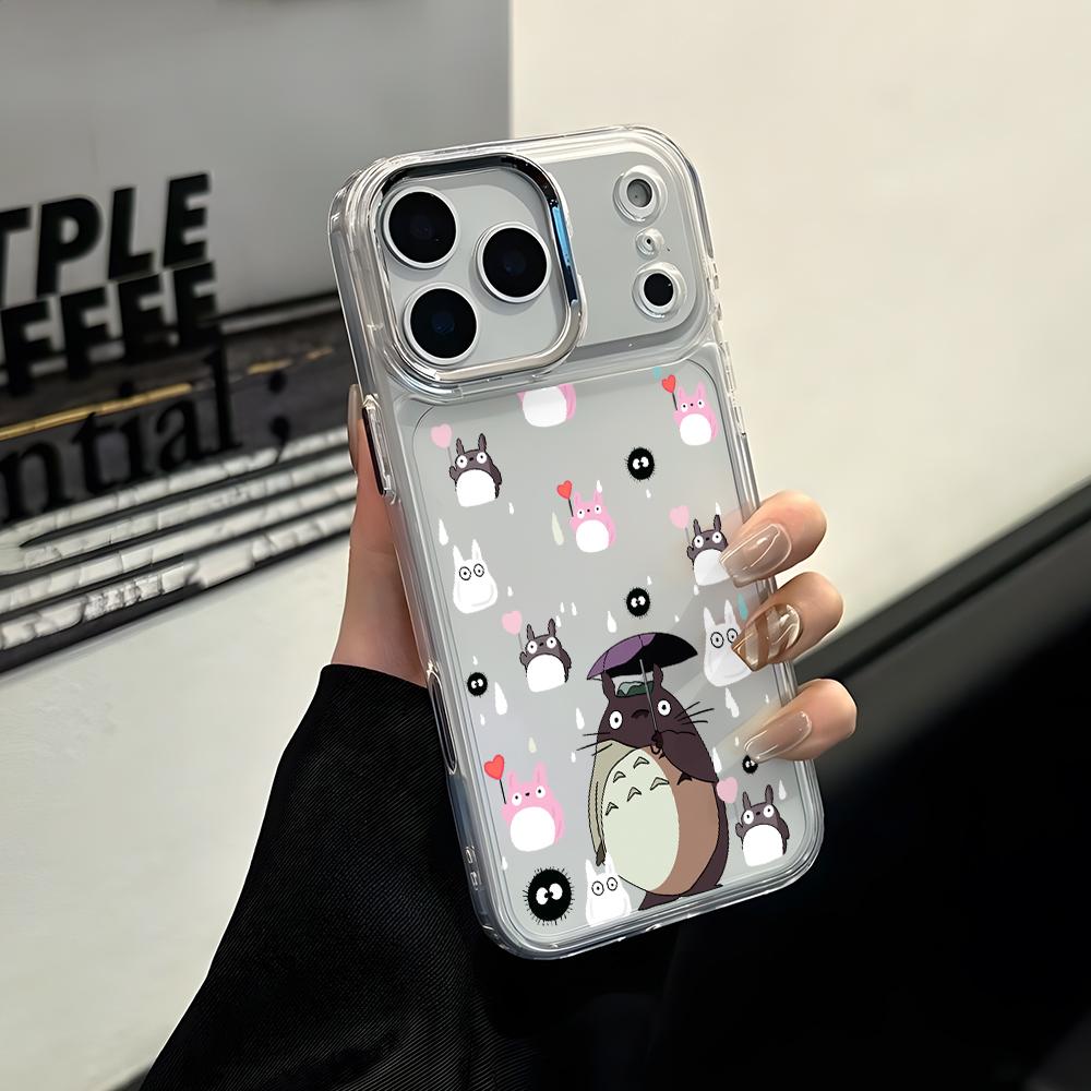 Cute Cartoon Totoros Phone Case for Apple iPhone 17 Air 16 16e 15 14 13 12 11 Pro Max X Xs XR 8 Plus Luxury Clear Cover