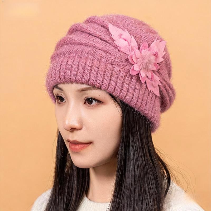 Sombrero de punto con trenzas de masa frita, sombrero de lana cálido, grueso y afelpado, adecuado para protección contra el viento al aire libre en otoño e invierno