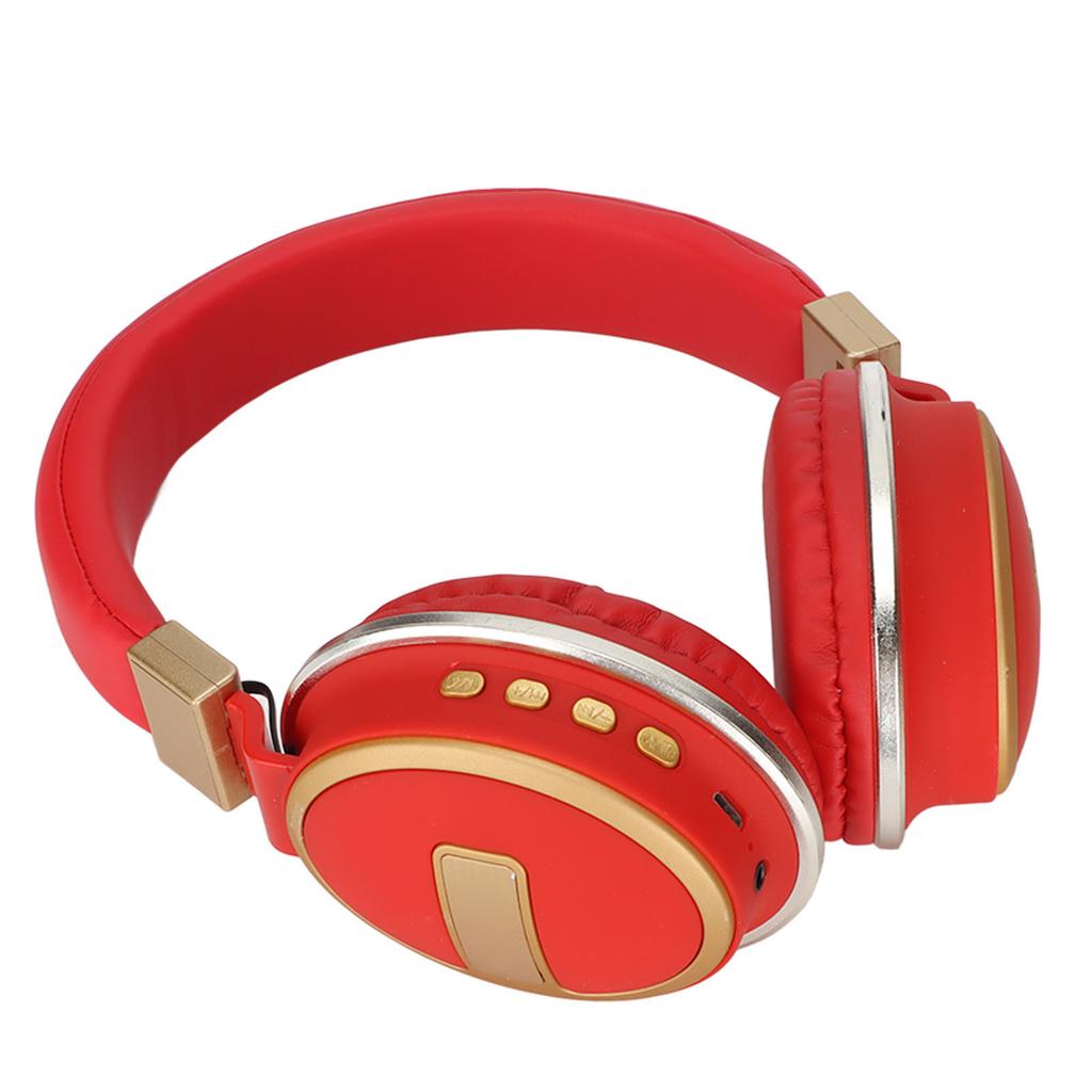 LX‑510BT Bluetooth Headset Folding Plug In Comfortable Leather Ear Cups Music Headphones for PC Phone Red