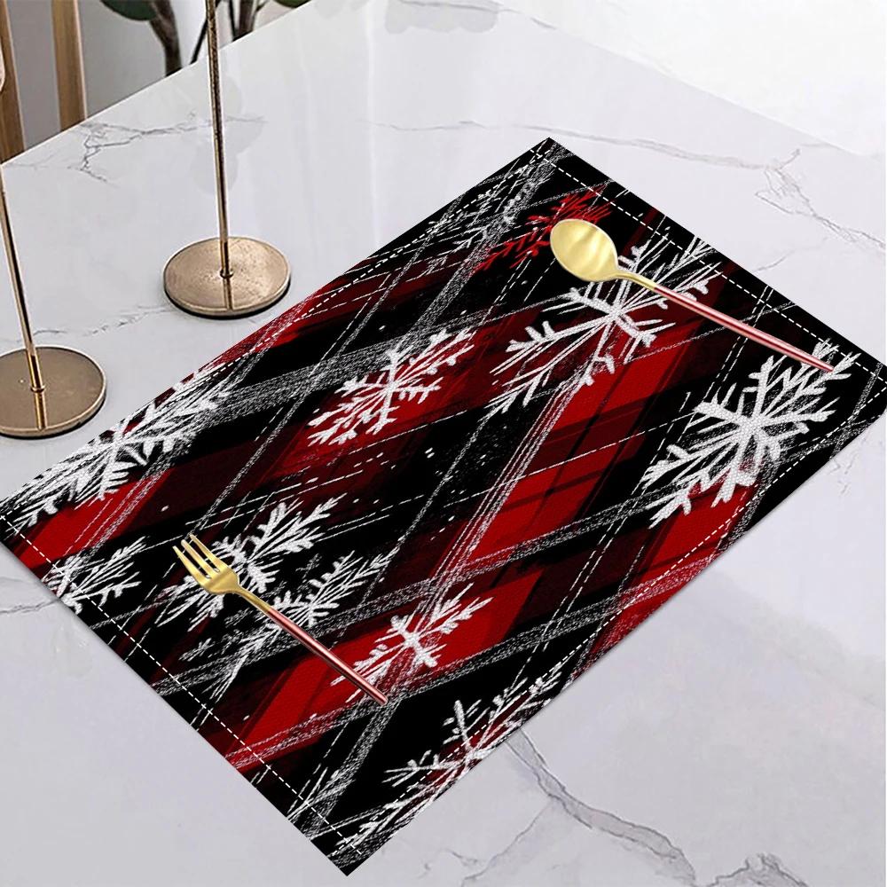 Roter Elch Tischset Weihnachts-Schneeflocken-Design für Küche und Esszimmer Einzigartige Winterdeko Geeignet für Familienessen und Partygebrauch