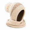 Women' Winter Hooded Hat with Scarf & Pom Pom - Ear-Covering Snood, Geometric Pattern Warm Hat Suitable for Skiing