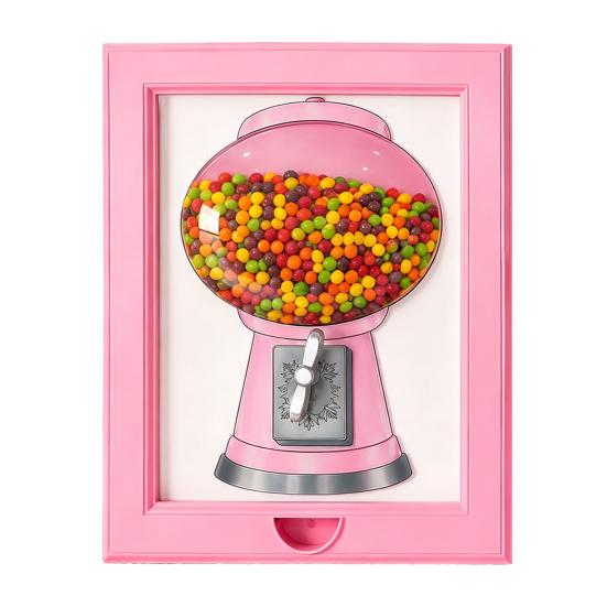 Candy Dispenser Photo Frame, Retro Gumball Machine for Candies Nuts Treats, Hang on Wall or Stand on Table Birthday Gift for Kids Adults розовый