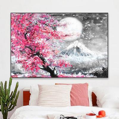 Cherry Blossom Mount Fuji Japanese Posters Canvas Prints Paintings Wall Art Pictures for Living Room Kitchen Interior Home Decor